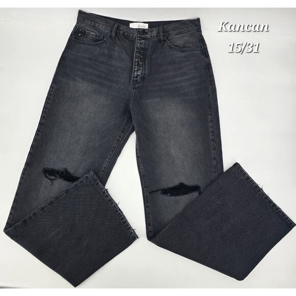 KanCan Distressed High Waisted Black Jeans – Size 15/31 - Picture 1 of 4